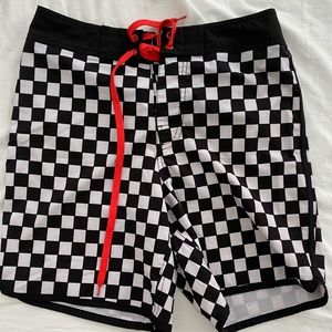 Midnight Hour Men's Black & White Check Swim Trunks size 30